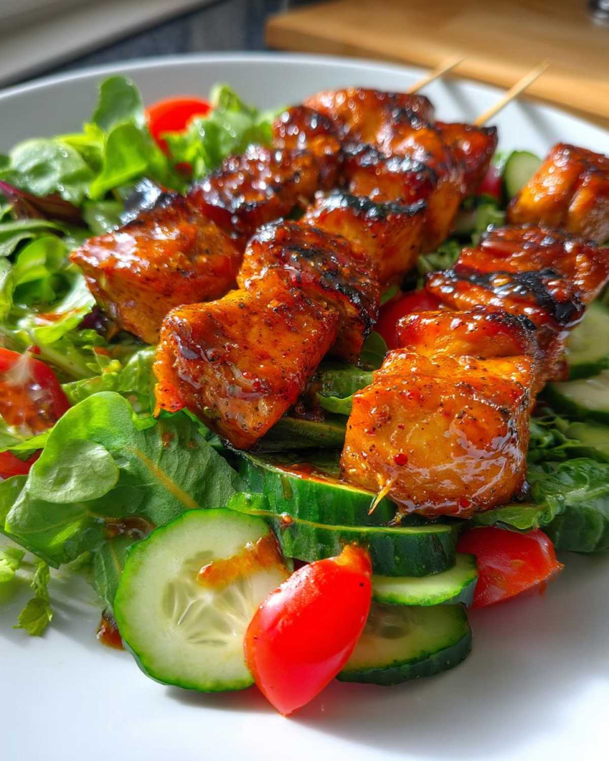 BBQ Chicken Skewer Salad