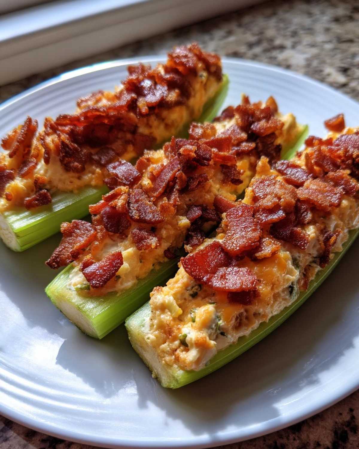 Cheddar Bacon Celery Sticks