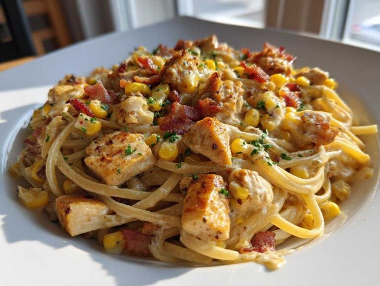Creamy Chicken and Corn Pasta with Bacon