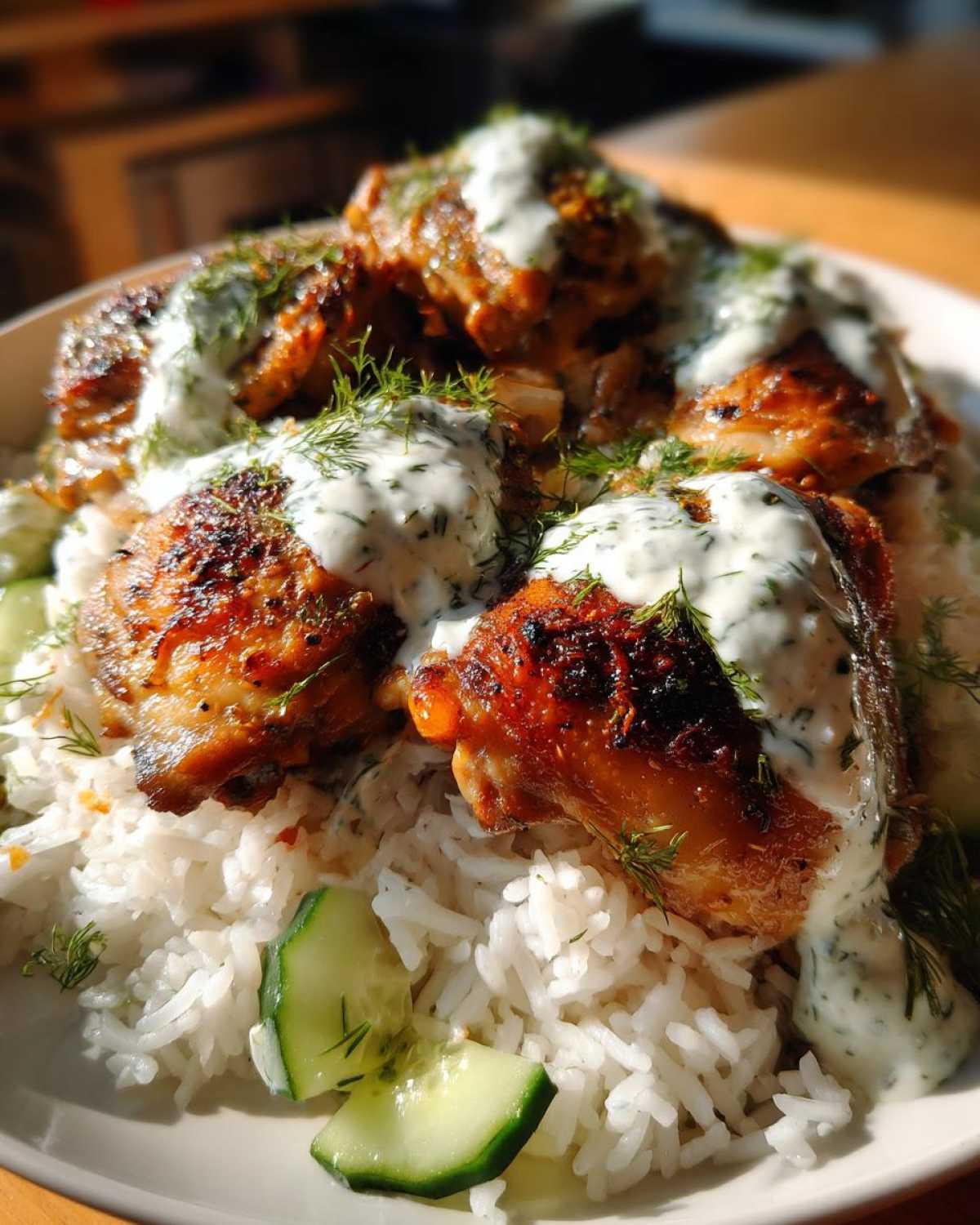 Dump and Bake Chicken Tzatziki with Rice