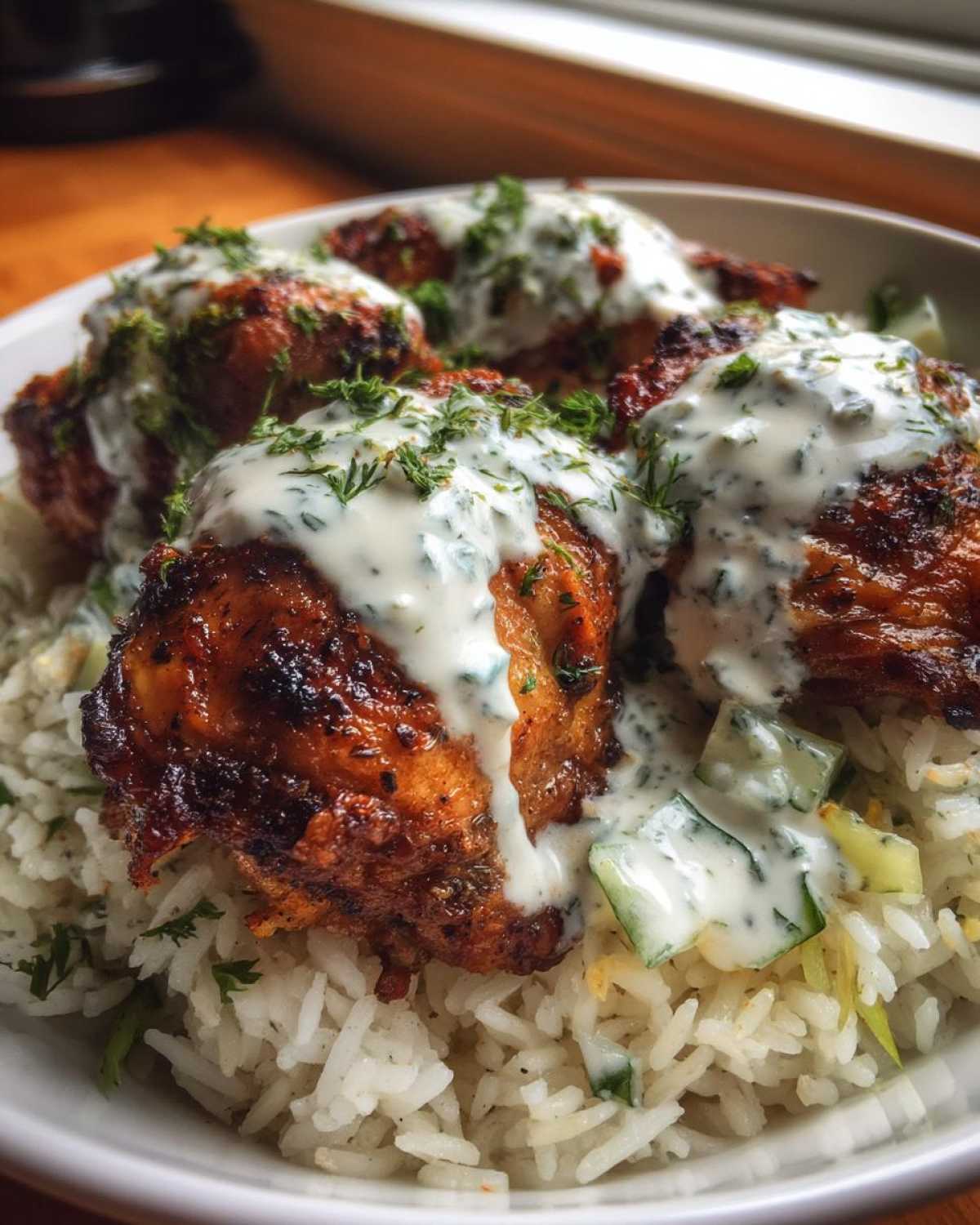 Dump and Bake Chicken Tzatziki with Rice