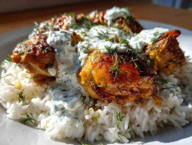 Dump and Bake Chicken Tzatziki with Rice