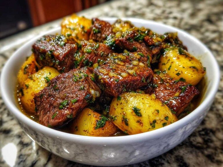 Garlic Butter Beef Bites & Potatoes