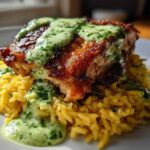 Peruvian Chicken & Rice with Green Sauce
