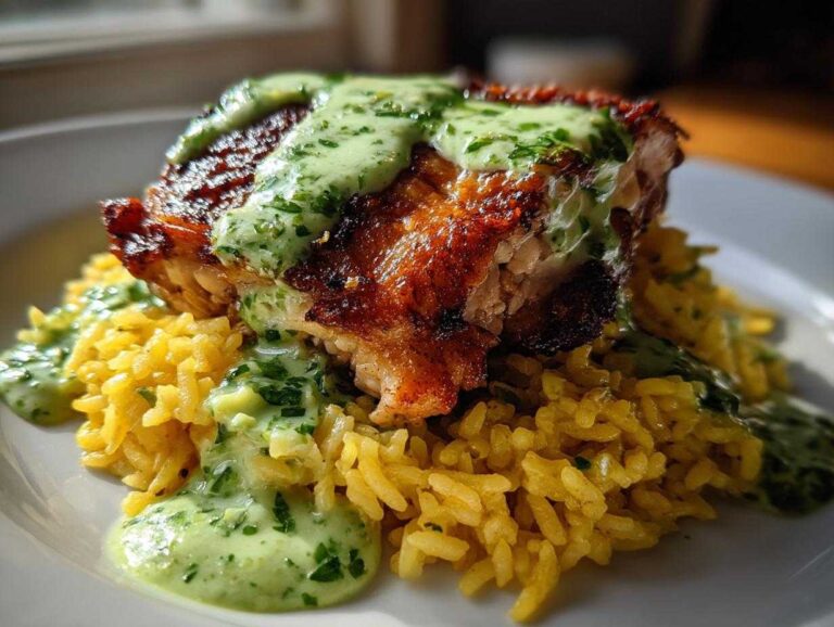 Peruvian Chicken & Rice with Green Sauce