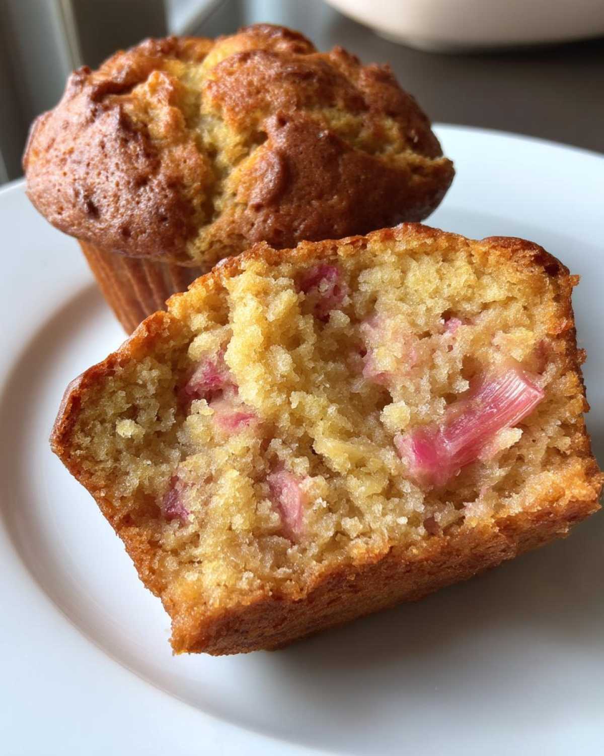 Rhubarb Muffins with Greek Yogurt