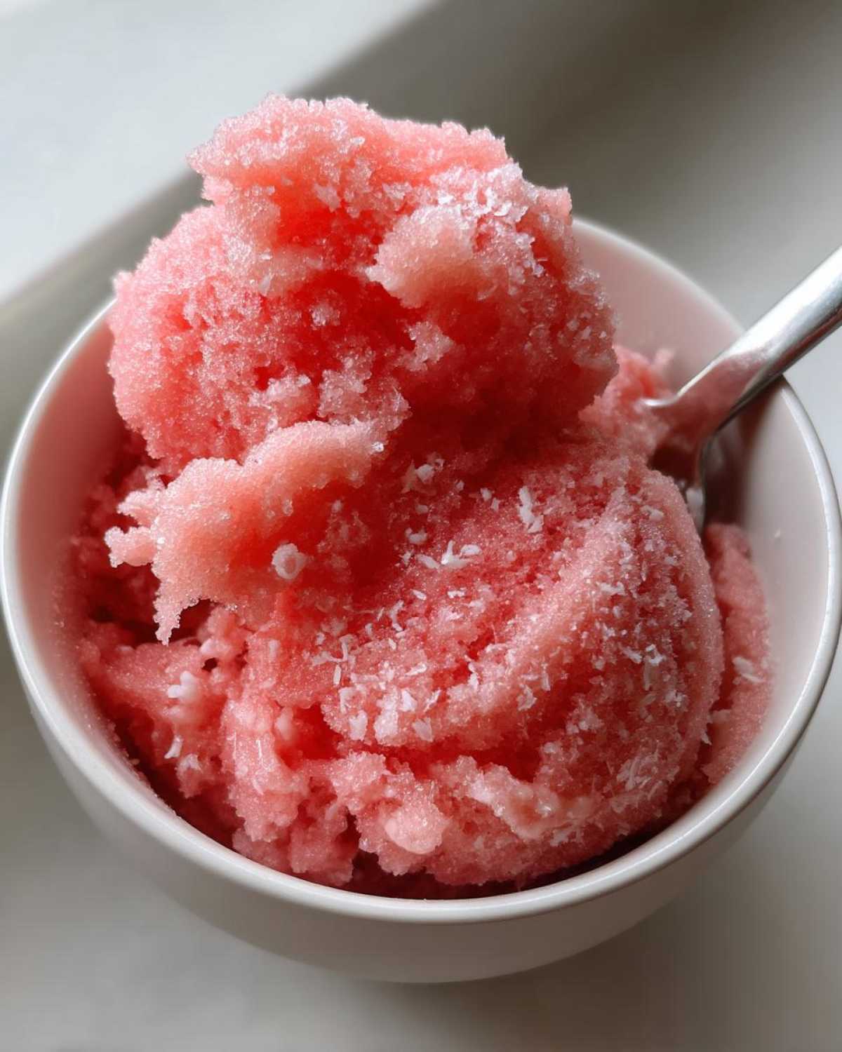 Watermelon sorbet with coconut