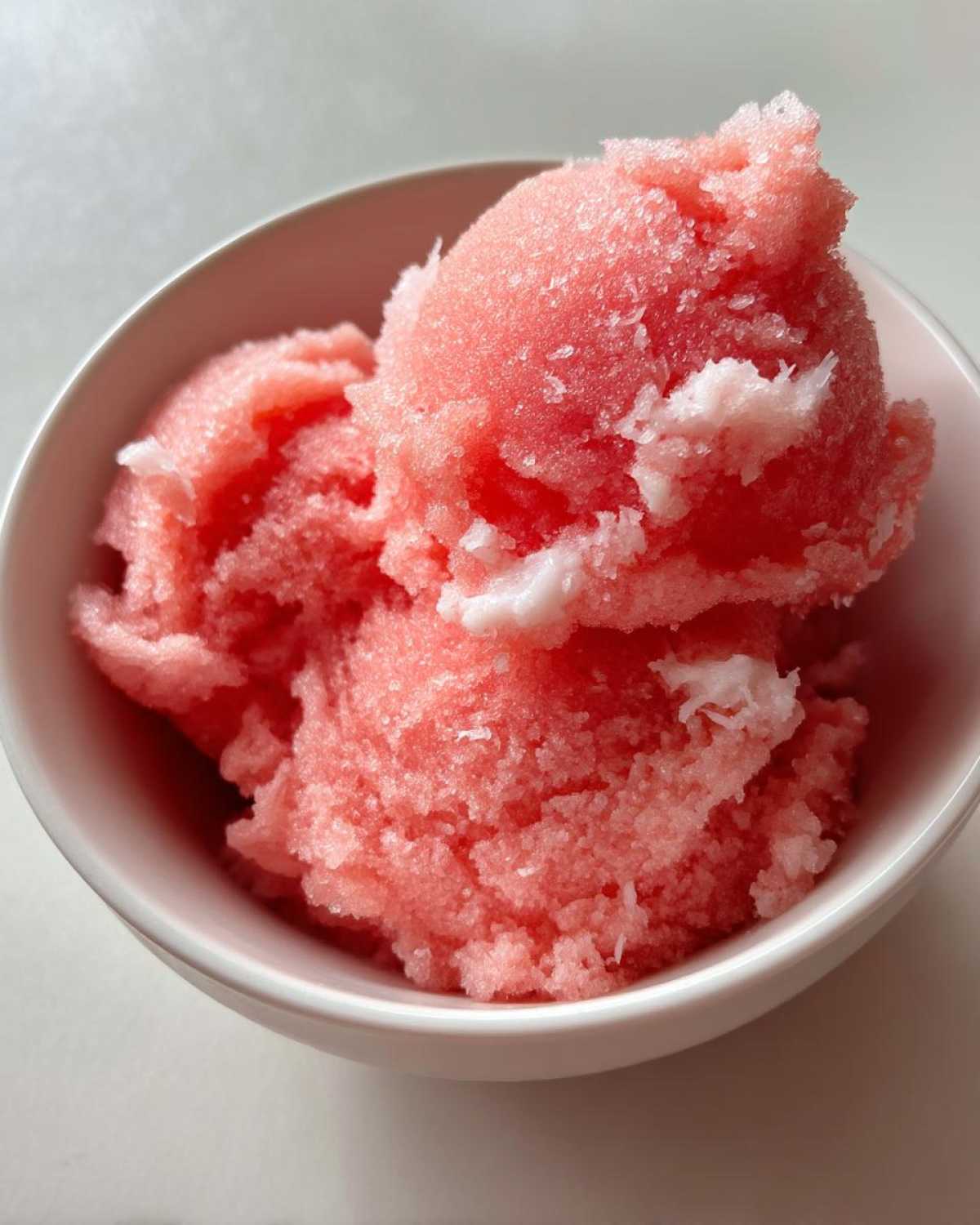 Watermelon sorbet with coconut