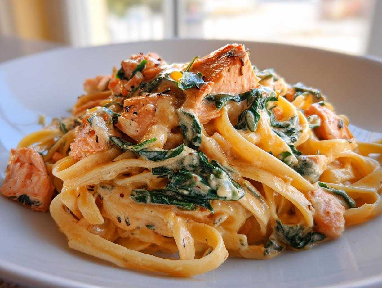 Divine Creamy Salmon Spinach Pasta In 30 Min