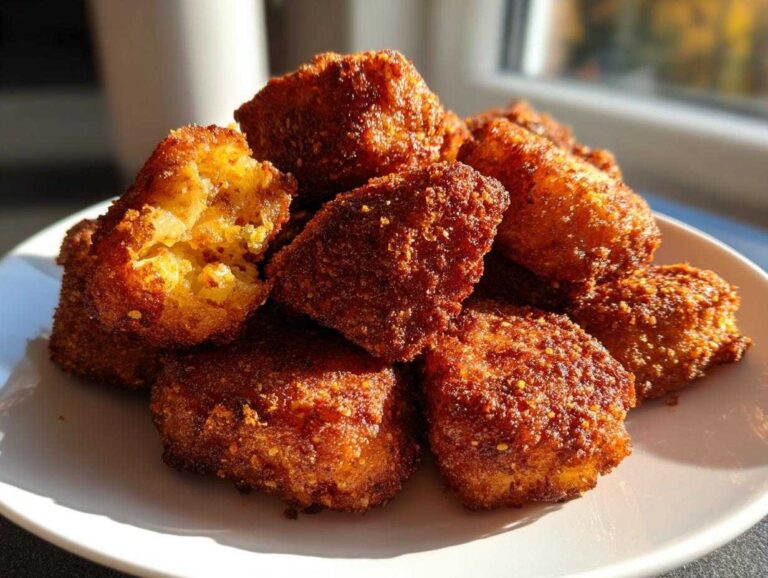 A pile of deeply browned, crispy ranch roasted potatoes on a white plate, showing a fluffy interior in one broken piece.